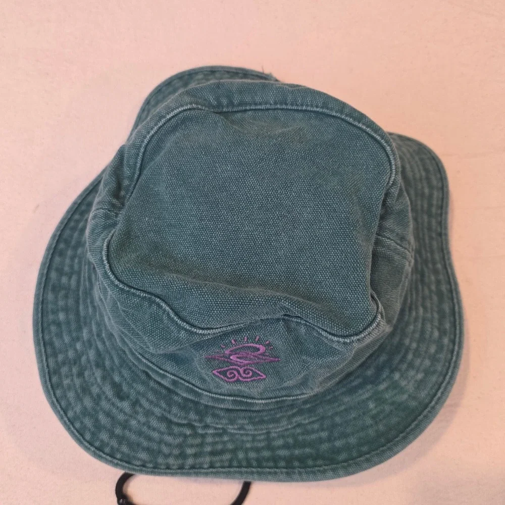 Rip Curl Washed Canvas Bucket Hat Teal Green Pink Embroidered Logo S/M CHAAG9